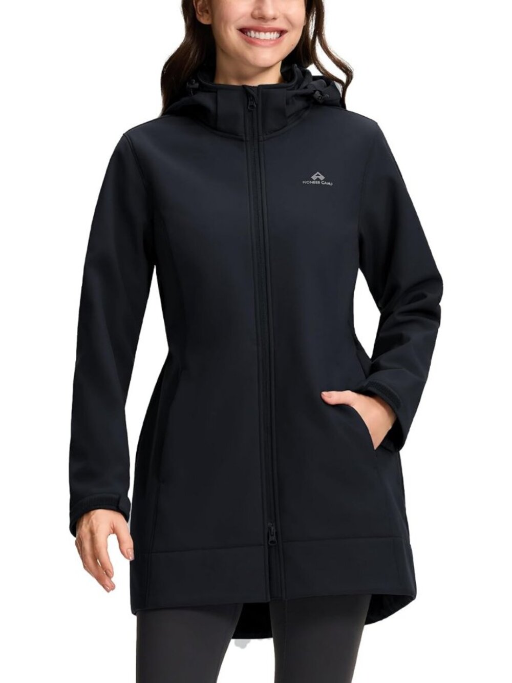 Women's Waterproof Softshell Jacket, Fleece Lined Windbreaker, Removable Hood